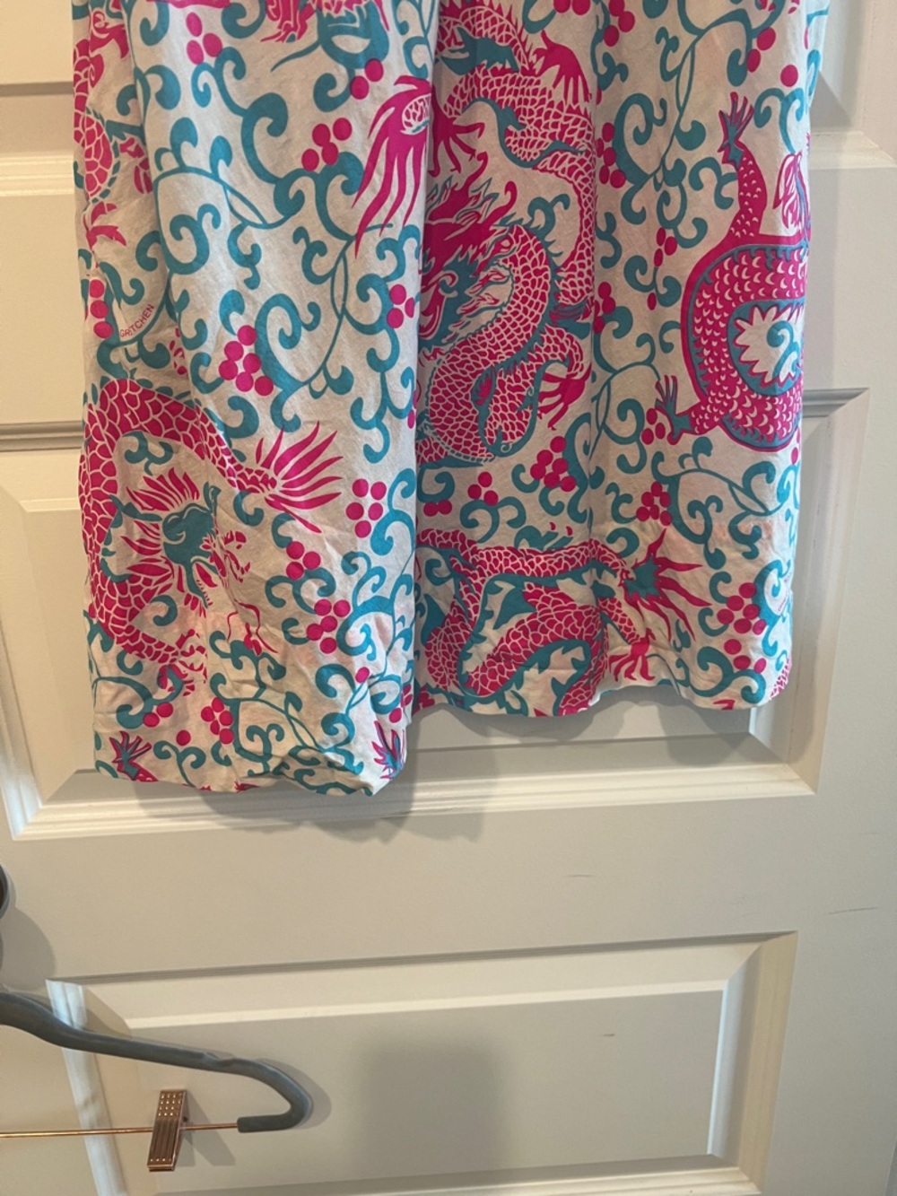 Gretchen Scott Designs Pink & Turquoise Dragon Print Mini Dress - Picture 8 of 16